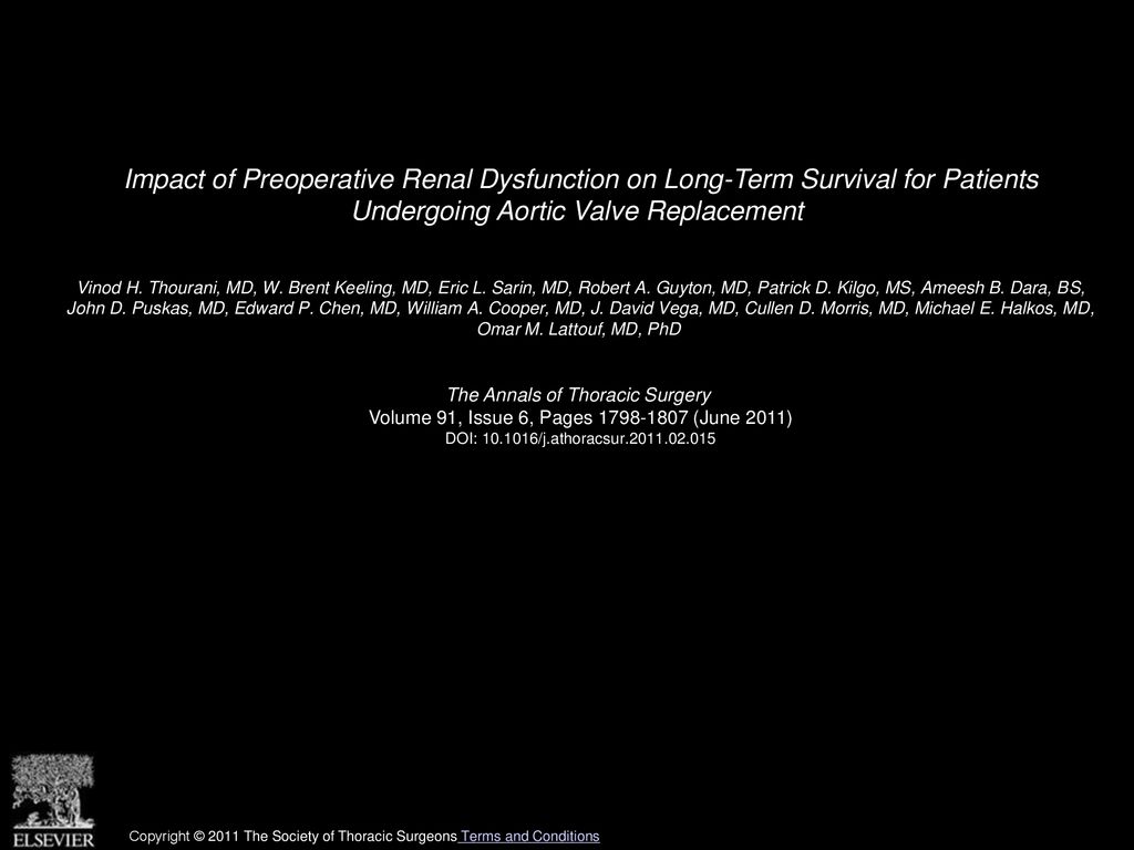 Impact of Preoperative Renal Dysfunction on Long-Term Survival for Patients Undergoing Aortic Valve Replacement