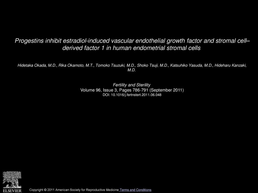 Progestins inhibit estradiol-induced vascular endothelial growth factor and stromal cell– derived factor 1 in human endometrial stromal cells
