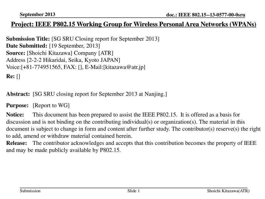 September 2013 Project: IEEE P Working Group for Wireless Personal Area Networks (WPANs)