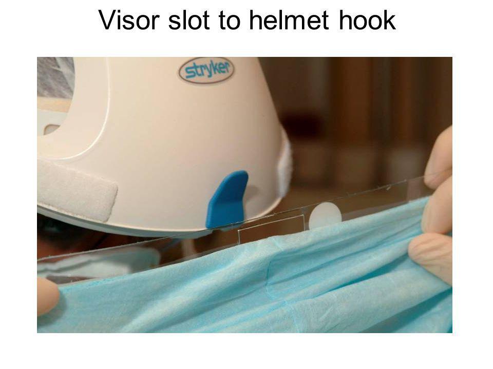 Visor slot to helmet hook