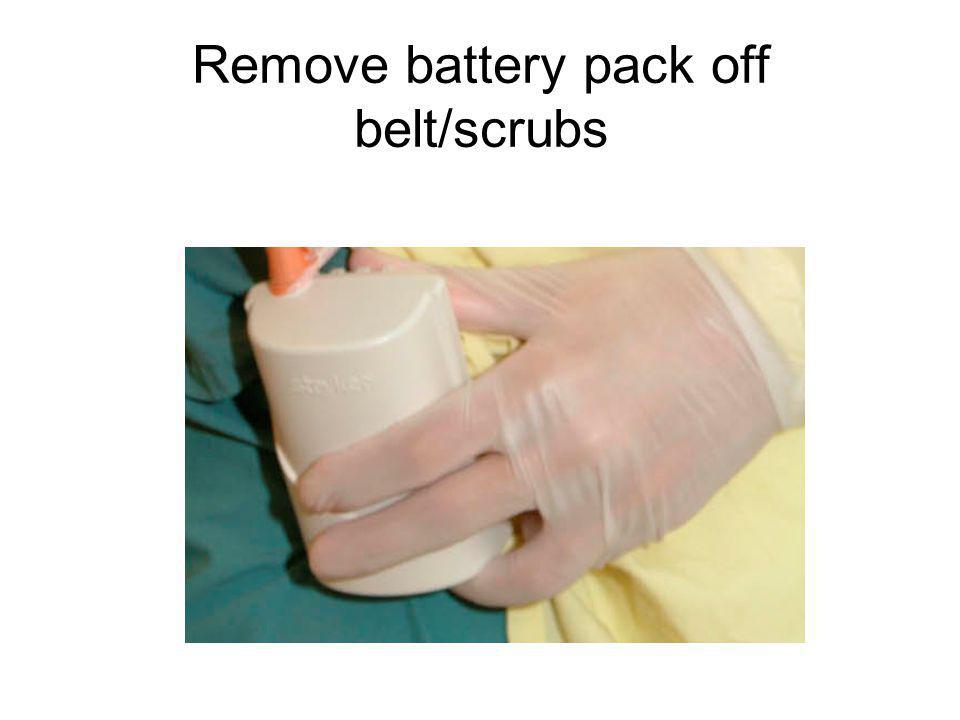 Remove battery pack off belt/scrubs