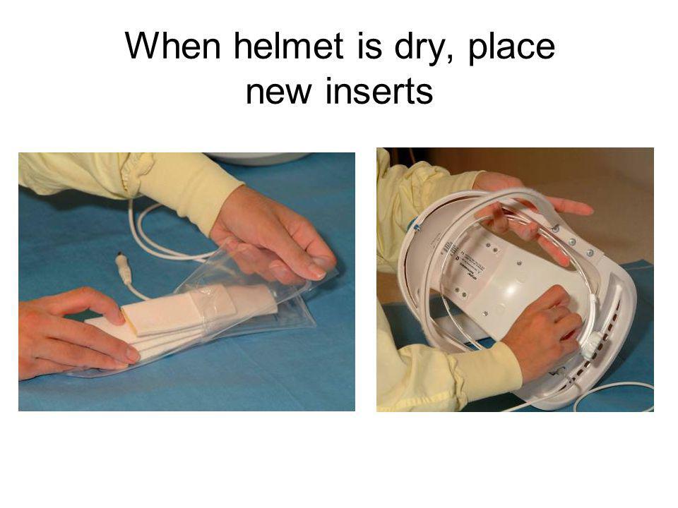 When helmet is dry, place new inserts