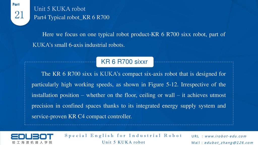 21 Unit 5 KUKA robot KR 6 R700 sixxr Part4 Typical robot_KR 6 R700