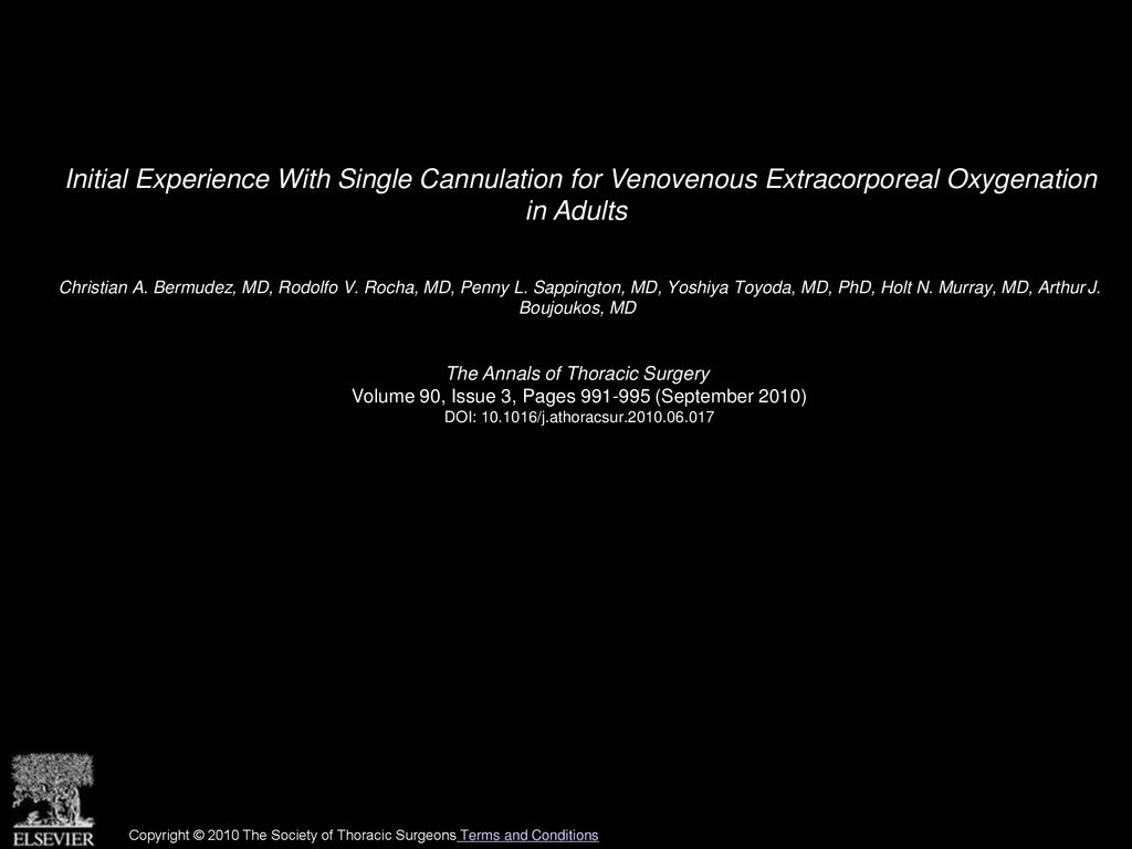 Initial Experience With Single Cannulation for Venovenous Extracorporeal Oxygenation in Adults