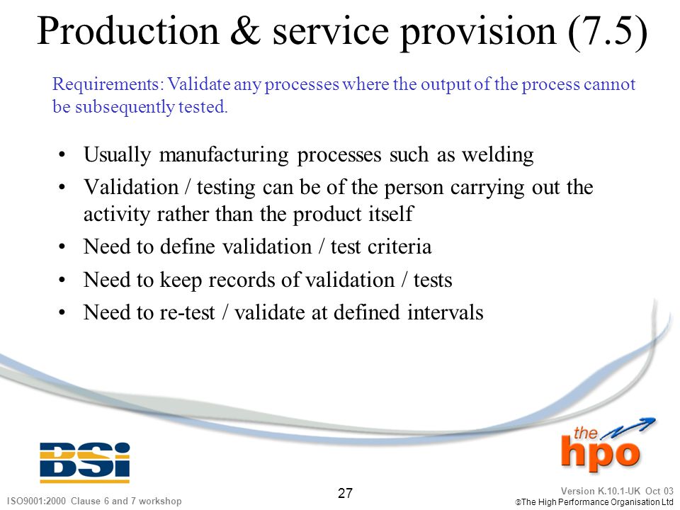 Production & service provision (7.5)