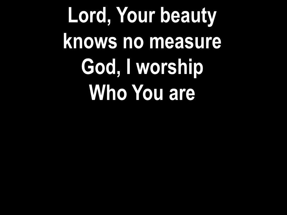 Lord, Your beauty knows no measure God, I worship Who You are