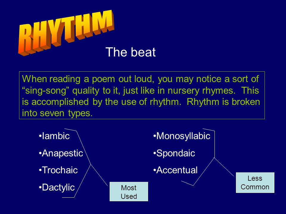 RHYTHM The beat.