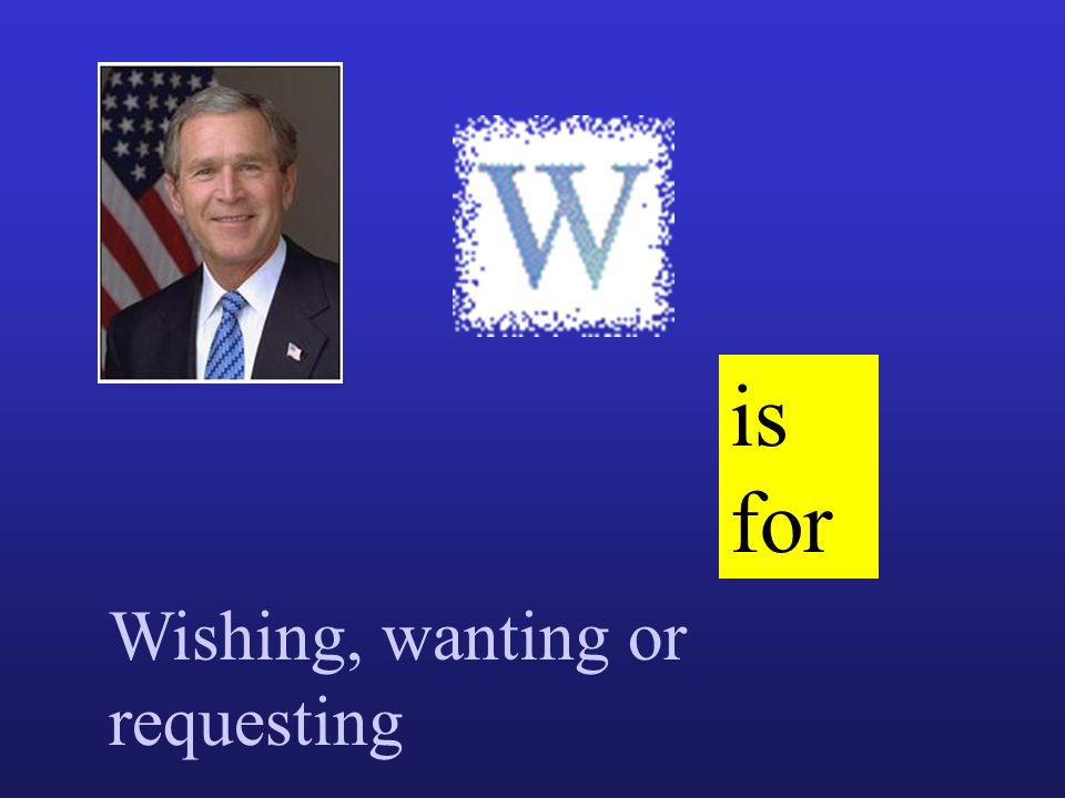 is for Wishing, wanting or requesting