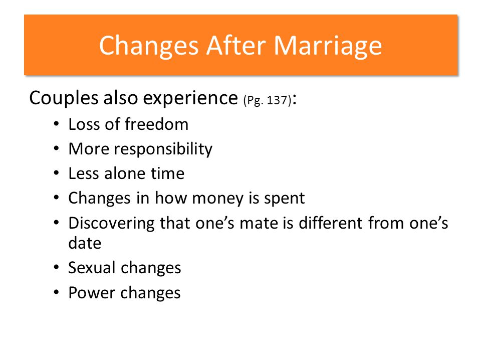 Changes After Marriage