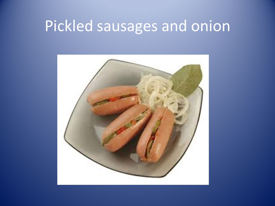 Pickled sausages and onion