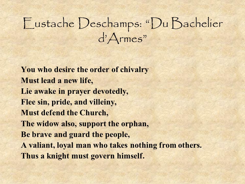 Eustache Deschamps: Du Bachelier d’Armes