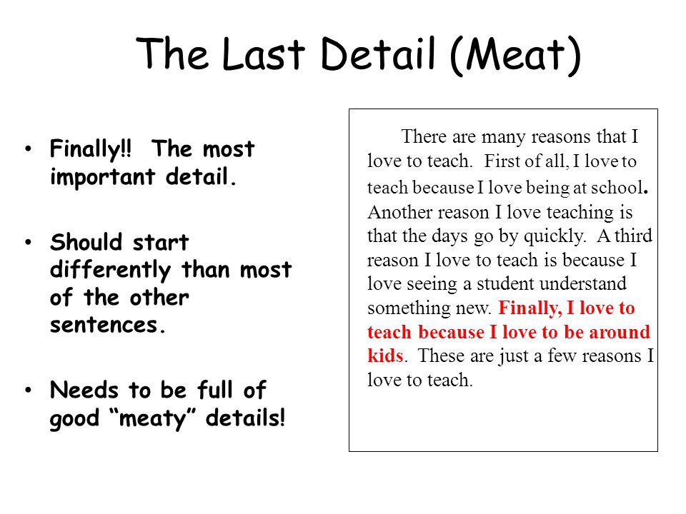 The Last Detail (Meat) Finally!! The most important detail.