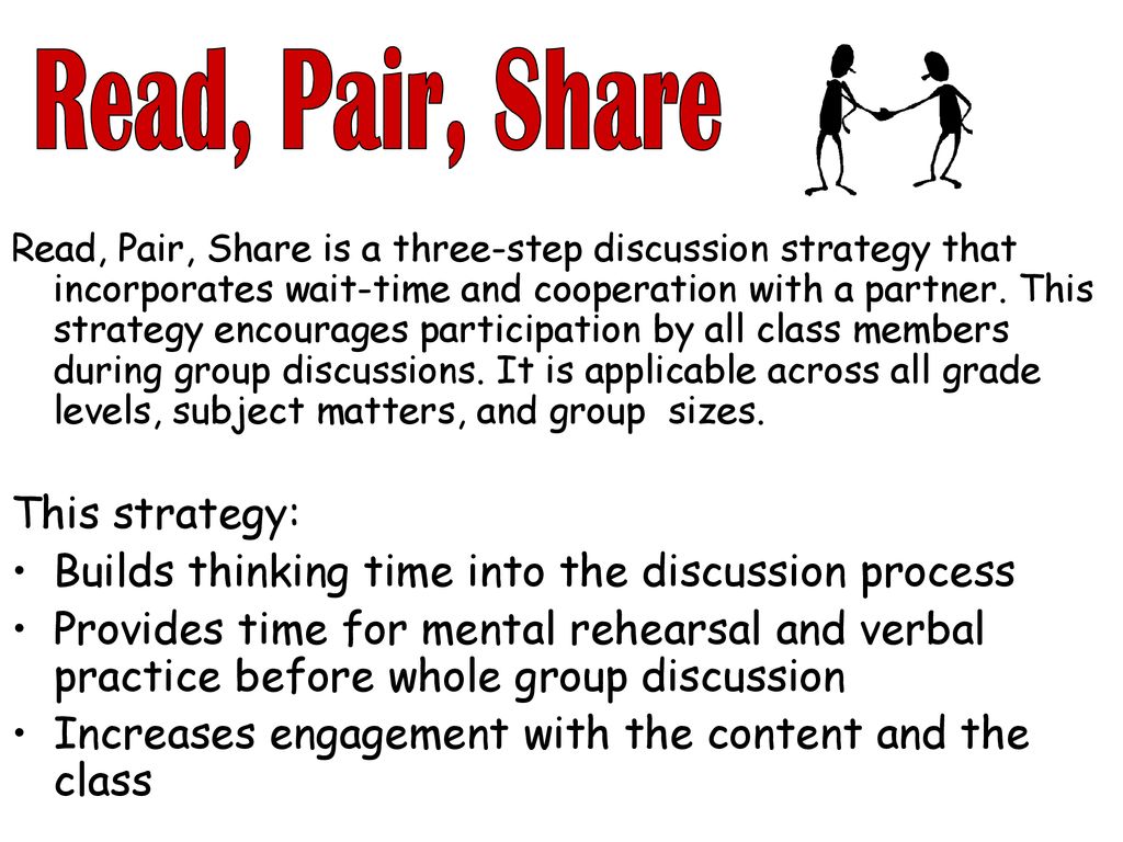 Read, Pair, Share This strategy: