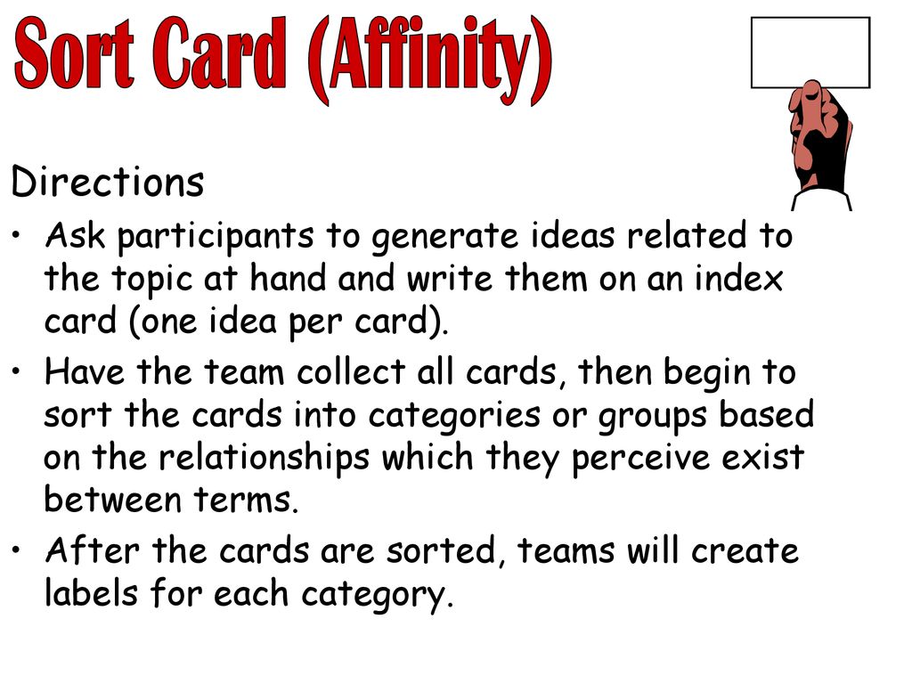 Sort Card (Affinity) Directions