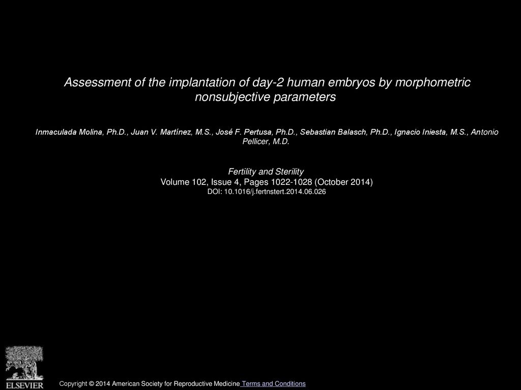 Assessment of the implantation of day-2 human embryos by morphometric nonsubjective parameters