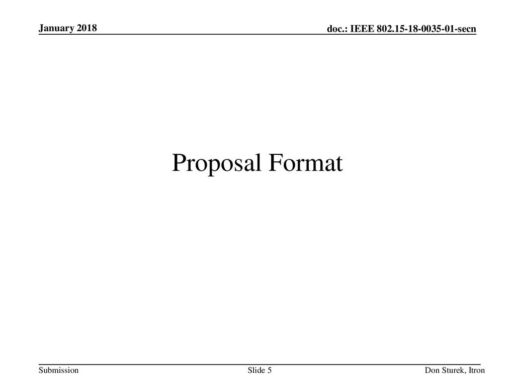 January 2018 Proposal Format Don Sturek, Itron