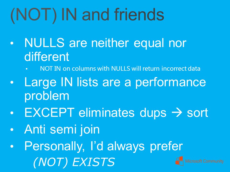 (NOT) IN and friends NULLS are neither equal nor different