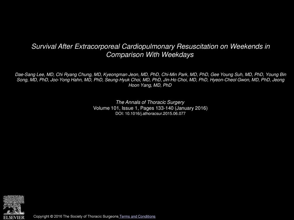 Survival After Extracorporeal Cardiopulmonary Resuscitation on Weekends in Comparison With Weekdays