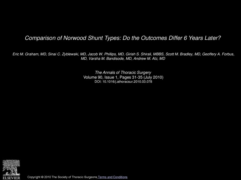 Comparison of Norwood Shunt Types: Do the Outcomes Differ 6 Years Later