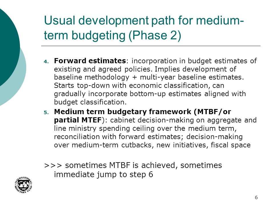 Usual development path for medium-term budgeting (Phase 2)