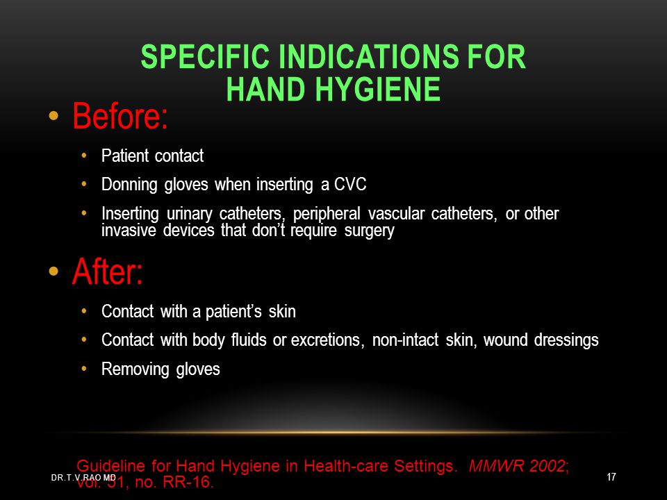 Specific Indications for Hand Hygiene
