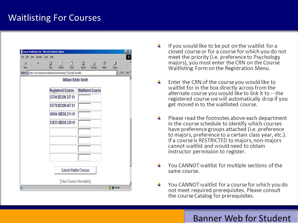 Waitlisting For Courses
