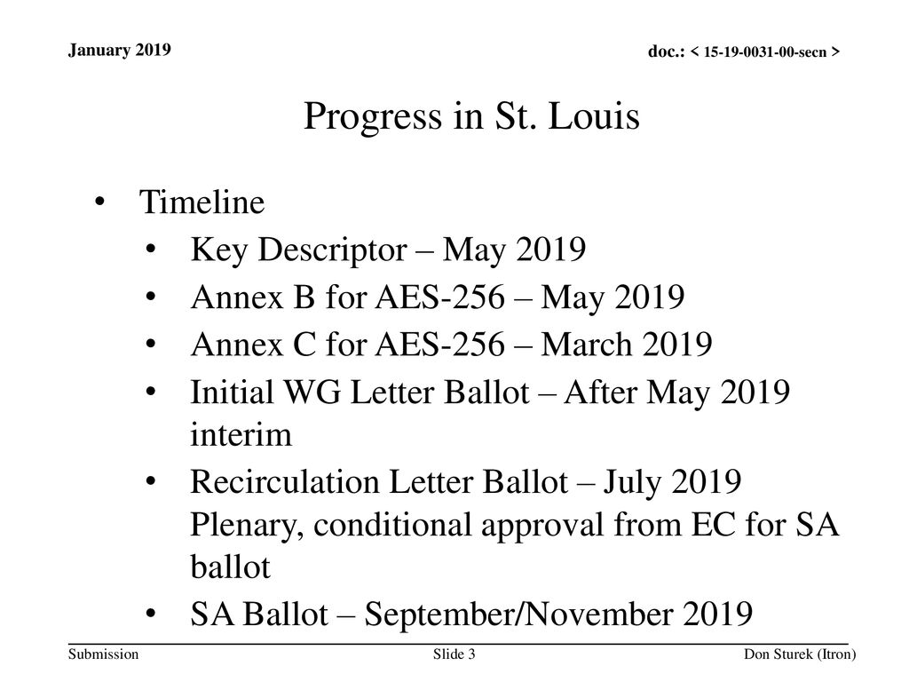 Progress in St. Louis Timeline Key Descriptor – May 2019