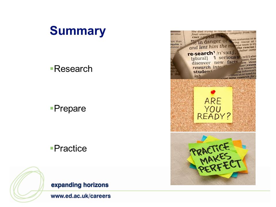 Summary Research Prepare Practice