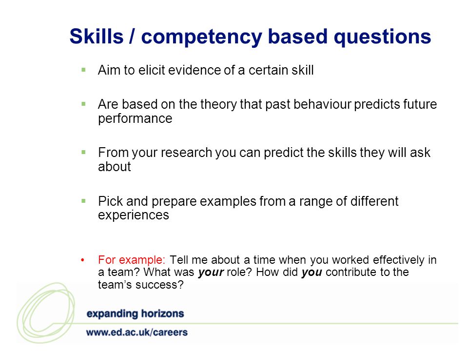 Skills / competency based questions