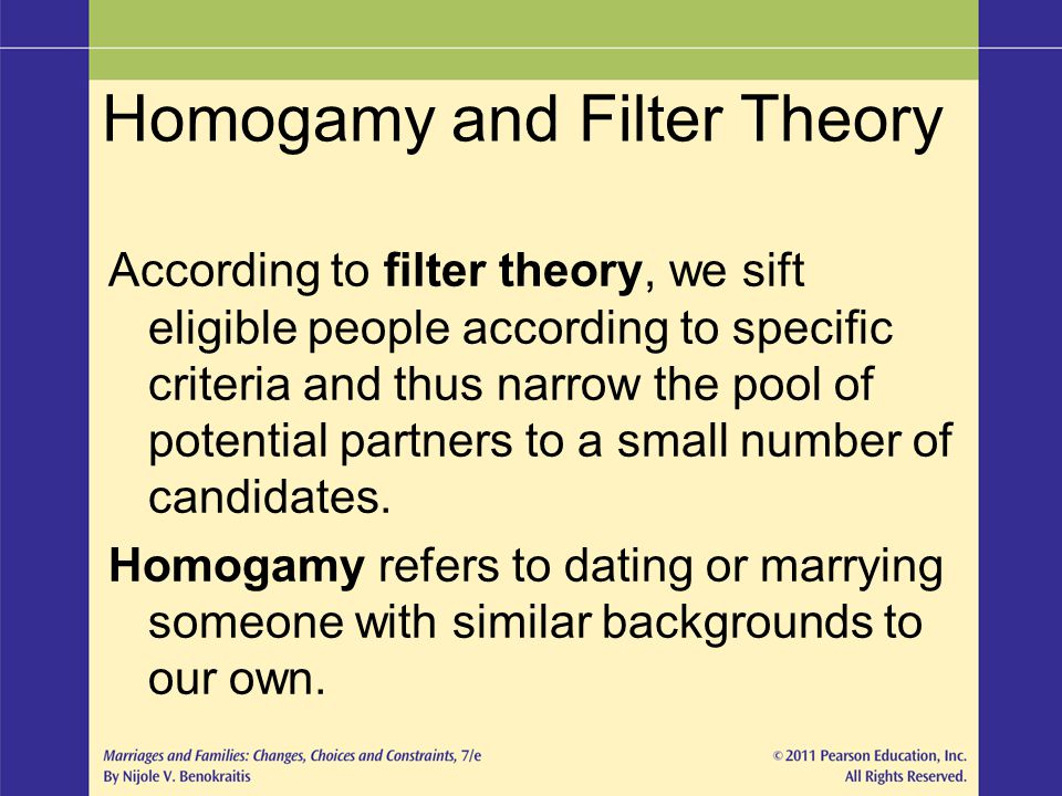 Homogamy and Filter Theory