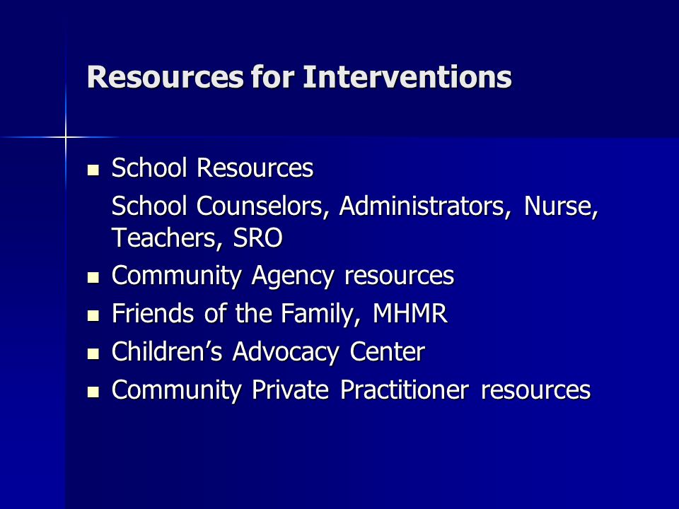 Resources for Interventions