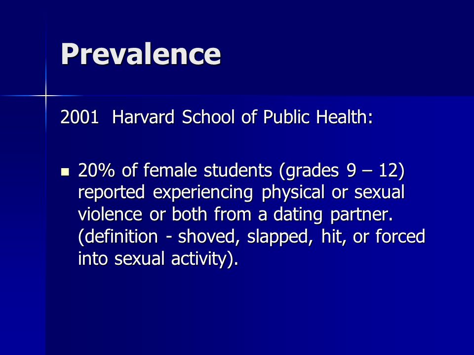 Prevalence 2001 Harvard School of Public Health: