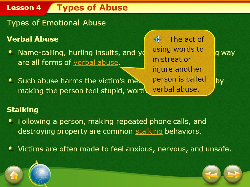 Types of Abuse Types of Emotional Abuse