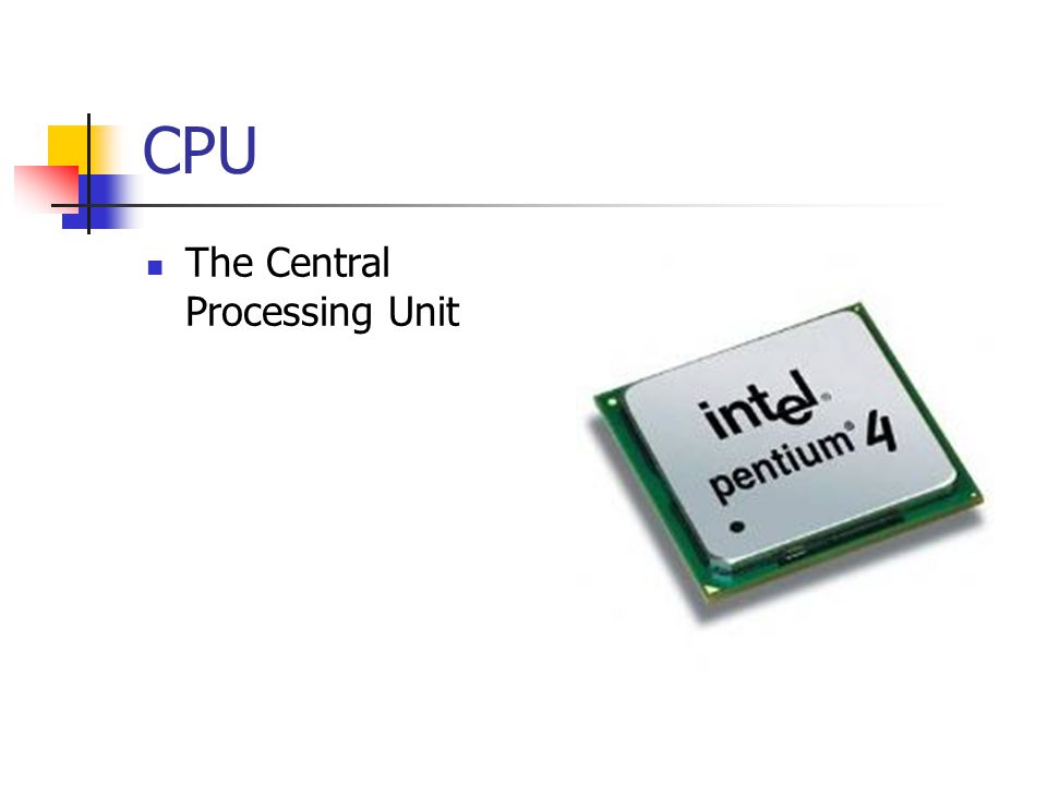 CPU The Central Processing Unit