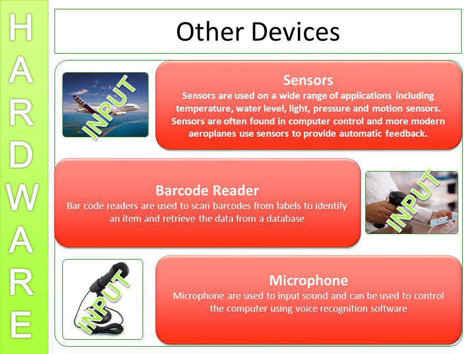 Other Devices INPUT INPUT INPUT Sensors Barcode Reader Microphone