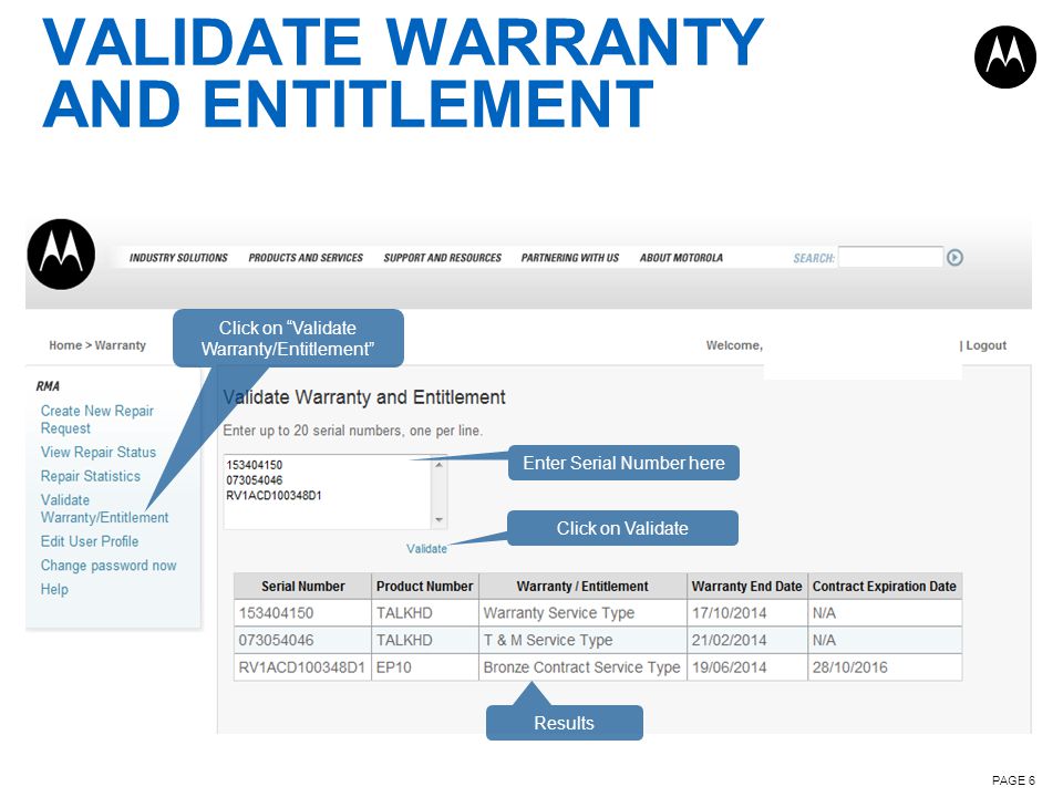 Validate Warranty and Entitlement