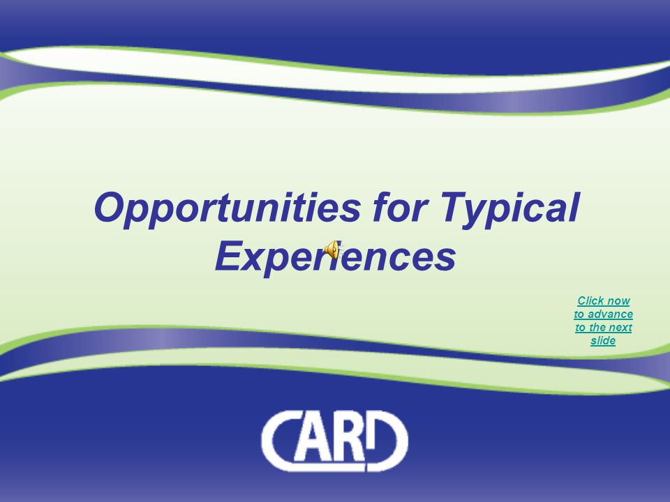 Opportunities for Typical Experiences