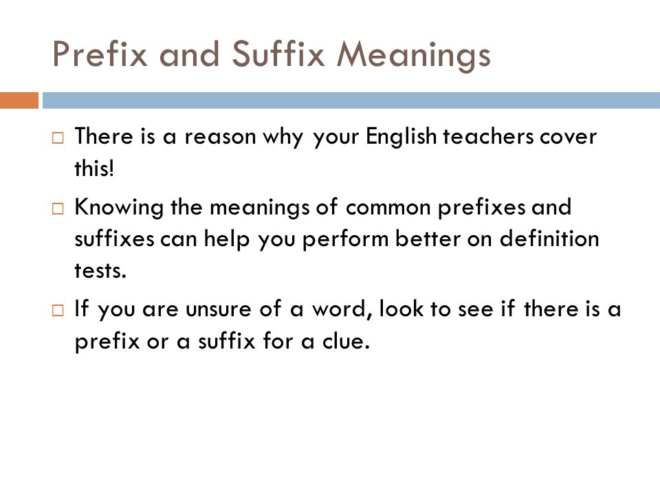 Prefix and Suffix Meanings