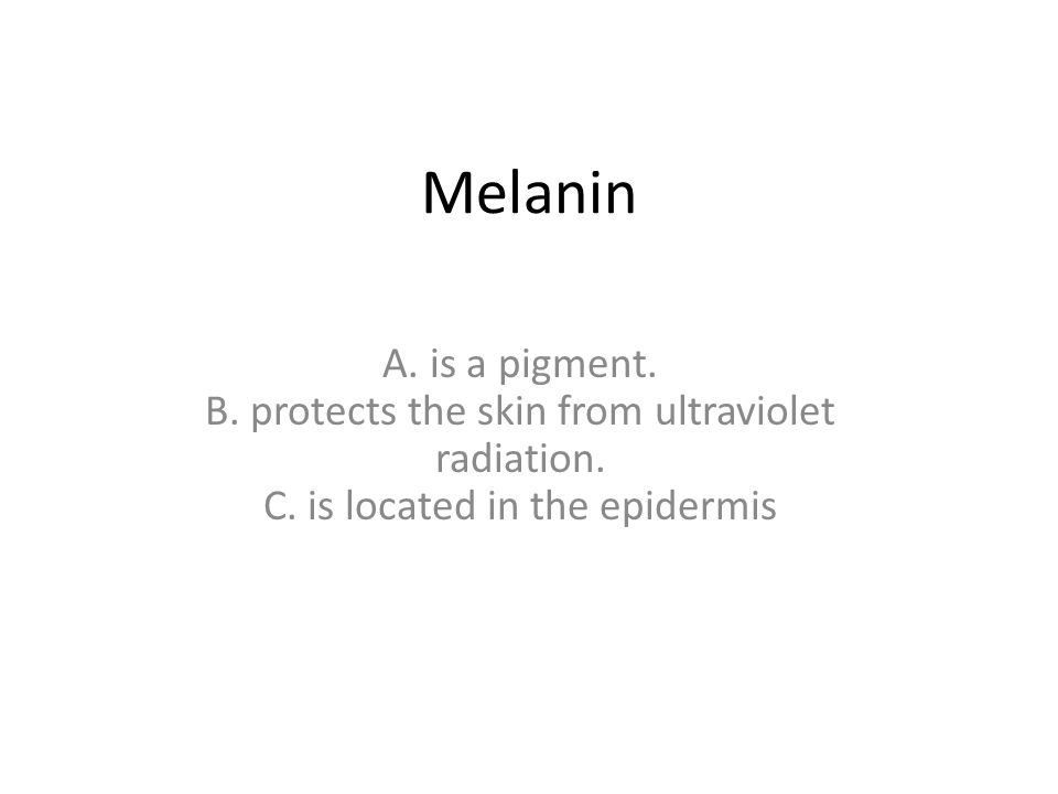 Melanin A. is a pigment. B. protects the skin from ultraviolet radiation.