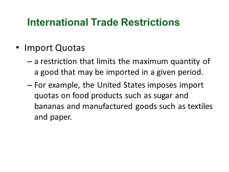 International Trade Restrictions