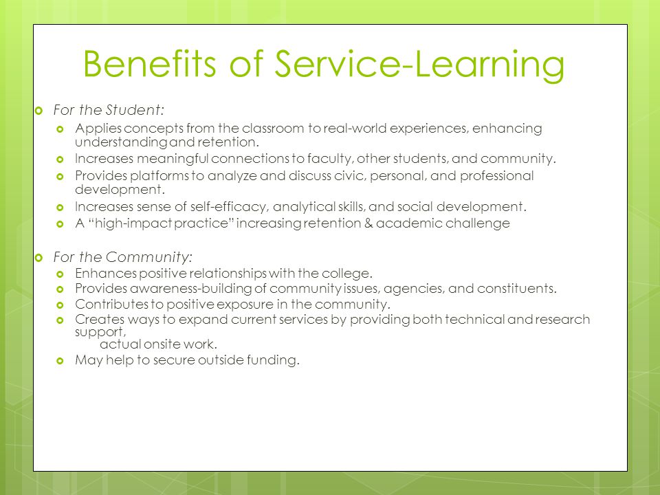 Benefits of Service-Learning