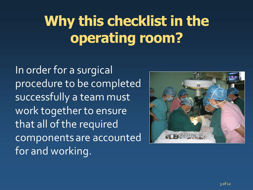 Why this checklist in the operating room