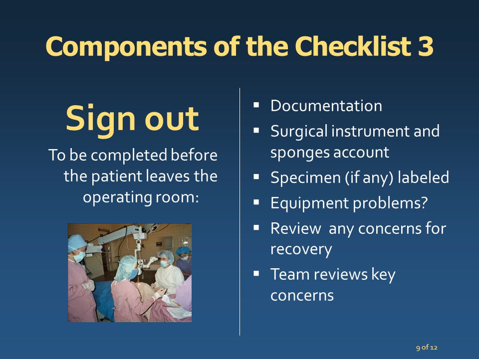 Components of the Checklist 3