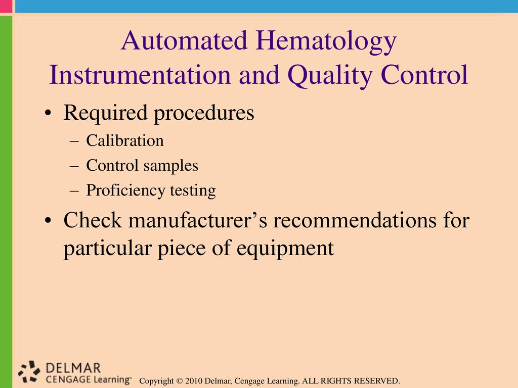 Automated Hematology Instrumentation and Quality Control