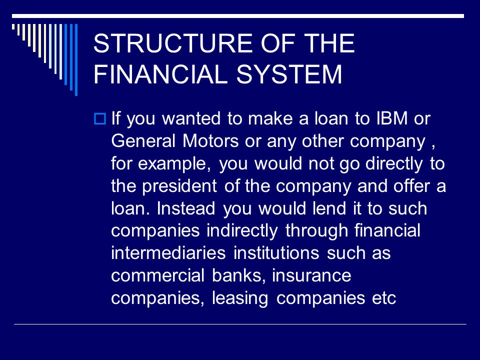STRUCTURE OF THE FINANCIAL SYSTEM