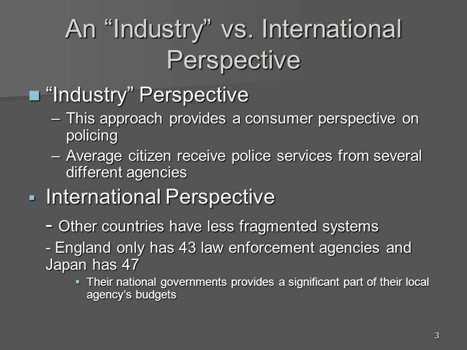 An Industry vs. International Perspective