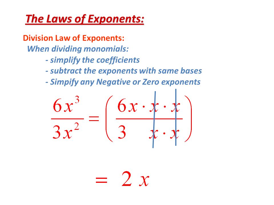 The Laws of Exponents: Division Law of Exponents: