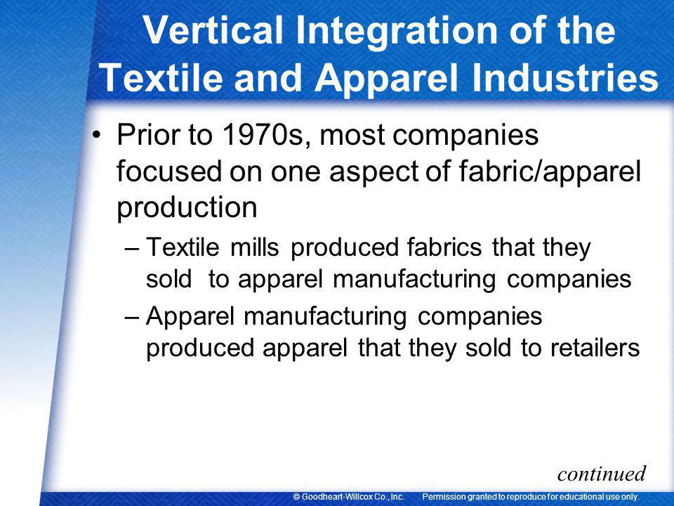 Vertical Integration of the Textile and Apparel Industries