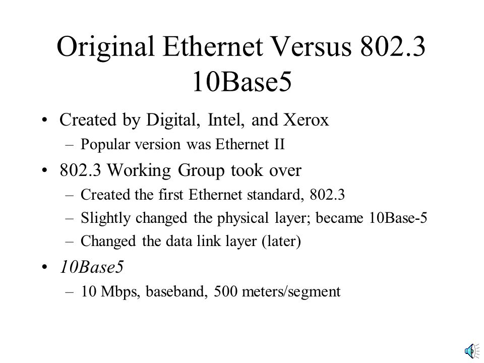 Original Ethernet Versus Base5
