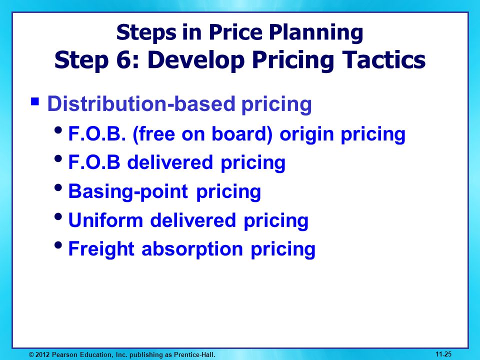 Steps in Price Planning Step 6: Develop Pricing Tactics